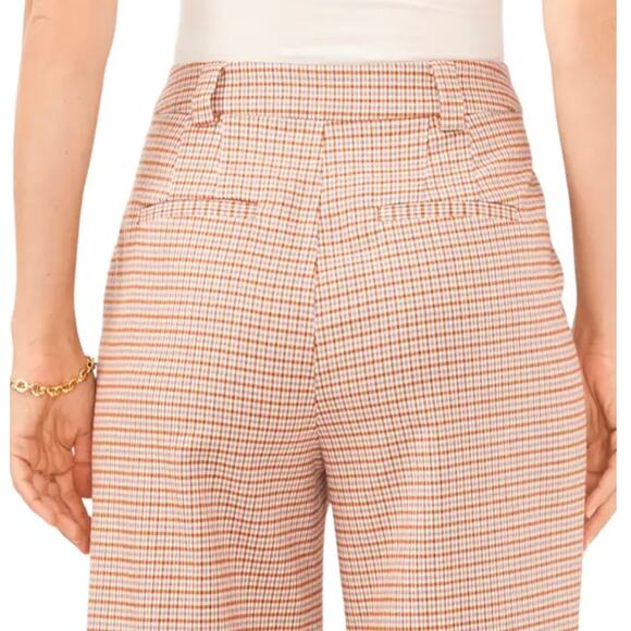 1.State Womens Pants 24W Orange Ginger Checker Plaid Wide Leg Trouser NWOT - Picture 3 of 10